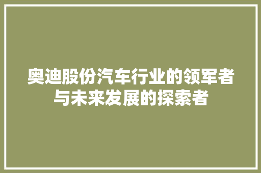奥迪股份汽车行业的领军者与未来发展的探索者