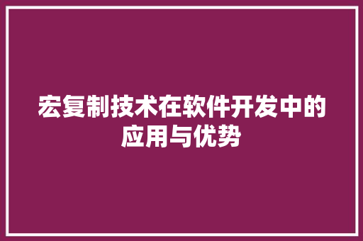 宏复制技术在软件开发中的应用与优势  第1张