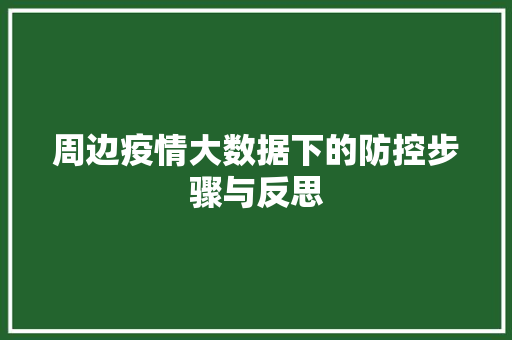 周边疫情大数据下的防控步骤与反思  第1张
