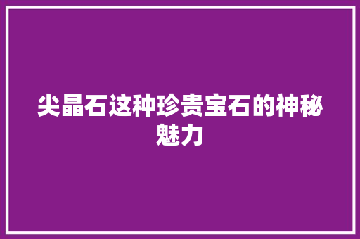 尖晶石这种珍贵宝石的神秘魅力