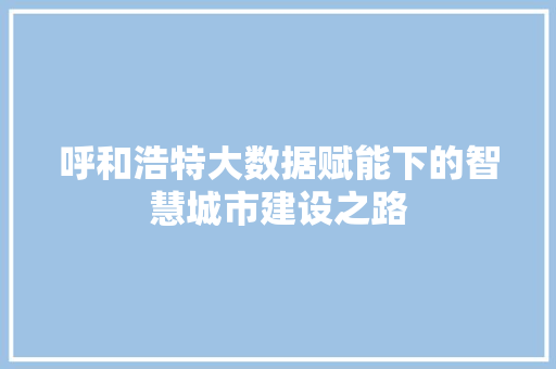 呼和浩特大数据赋能下的智慧城市建设之路