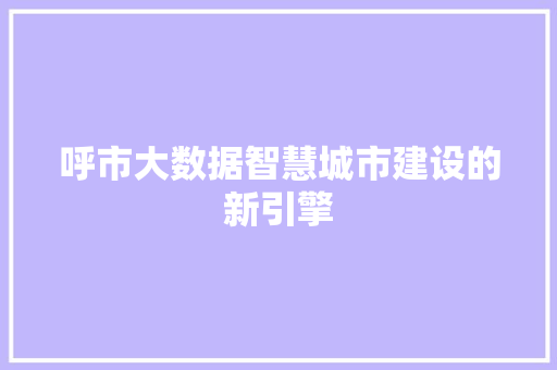 呼市大数据智慧城市建设的新引擎