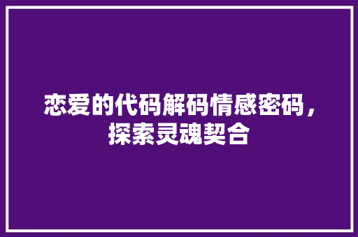 恋爱的代码解码情感密码，探索灵魂契合