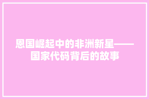 恩国崛起中的非洲新星——国家代码背后的故事