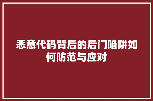恶意代码背后的后门陷阱如何防范与应对