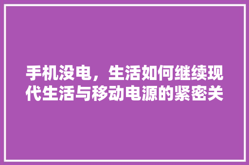 手机没电，生活如何继续现代生活与移动电源的紧密关系