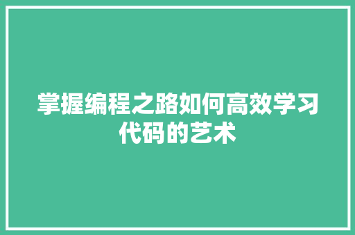 掌握编程之路如何高效学习代码的艺术  第1张