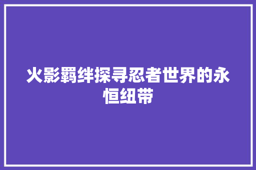 火影羁绊探寻忍者世界的永恒纽带