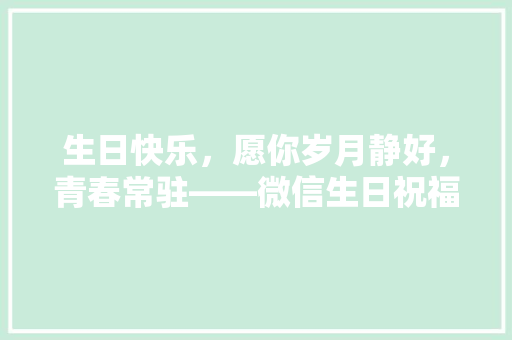 生日快乐，愿你岁月静好，青春常驻——微信生日祝福代码的魅力与启示