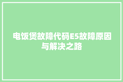 电饭煲故障代码E5故障原因与解决之路