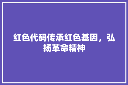 红色代码传承红色基因，弘扬革命精神