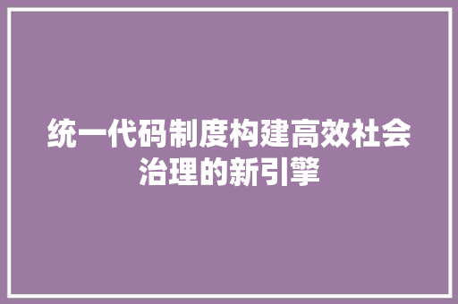 统一代码制度构建高效社会治理的新引擎