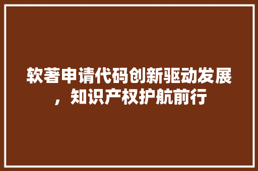 软著申请代码创新驱动发展，知识产权护航前行