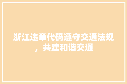 浙江违章代码遵守交通法规，共建和谐交通
