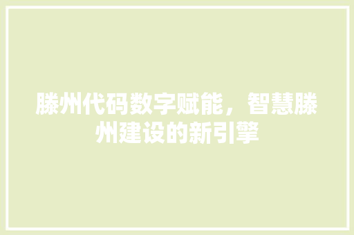 滕州代码数字赋能，智慧滕州建设的新引擎