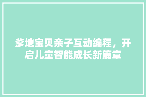 爹地宝贝亲子互动编程，开启儿童智能成长新篇章