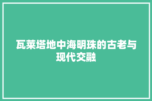瓦莱塔地中海明珠的古老与现代交融