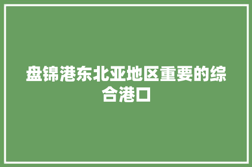 盘锦港东北亚地区重要的综合港口