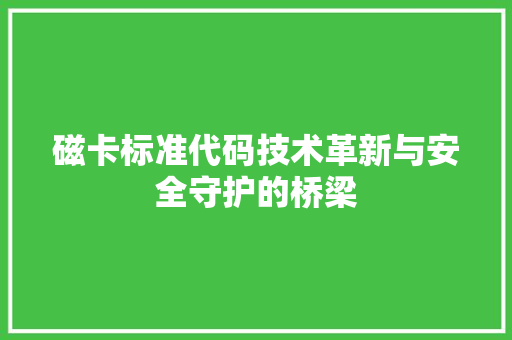 磁卡标准代码技术革新与安全守护的桥梁  第1张