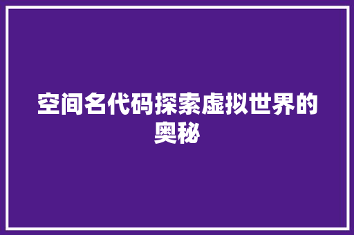 空间名代码探索虚拟世界的奥秘  第1张