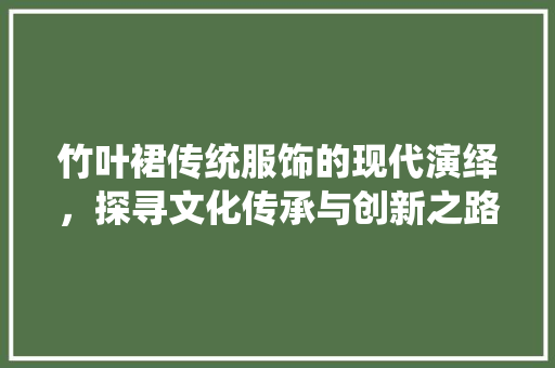 竹叶裙传统服饰的现代演绎，探寻文化传承与创新之路