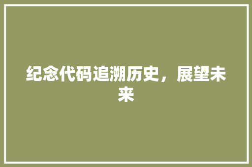 纪念代码追溯历史，展望未来