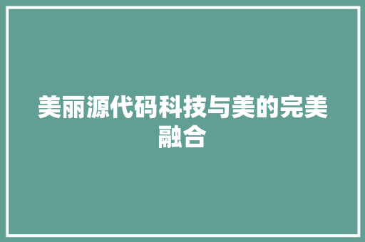 美丽源代码科技与美的完美融合