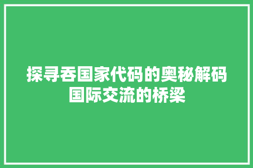 探寻吞国家代码的奥秘解码国际交流的桥梁  第1张