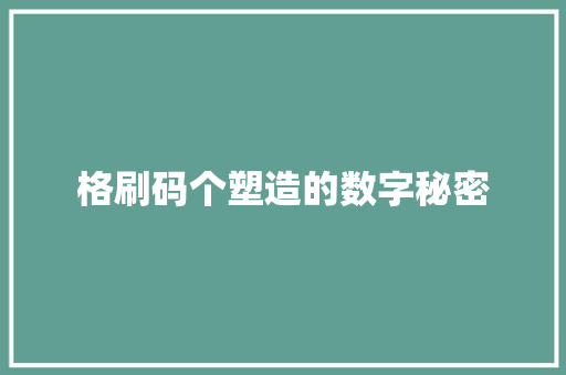 格刷码个塑造的数字秘密  第1张