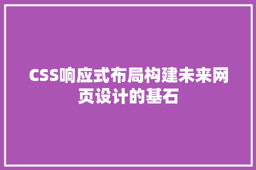 CSS响应式布局构建未来网页设计的基石  第1张