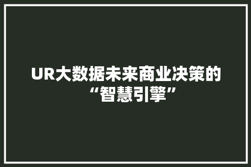 UR大数据未来商业决策的“智慧引擎”