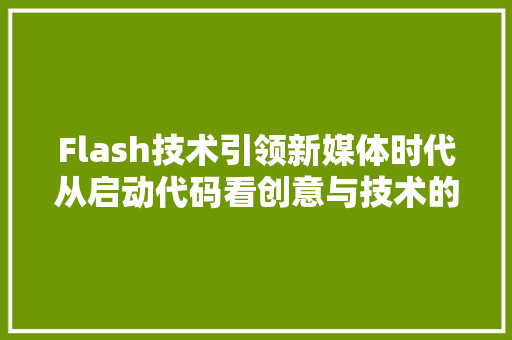 Flash技术引领新媒体时代从启动代码看创意与技术的完美融合