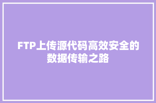 FTP上传源代码高效安全的数据传输之路