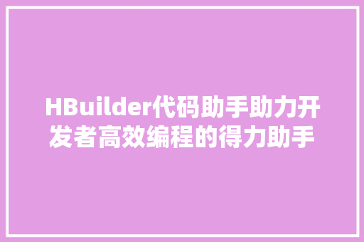HBuilder代码助手助力开发者高效编程的得力助手