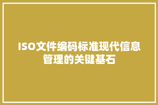 ISO文件编码标准现代信息管理的关键基石