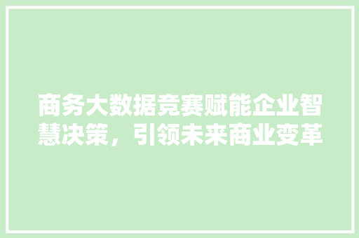 商务大数据竞赛赋能企业智慧决策，引领未来商业变革  第1张