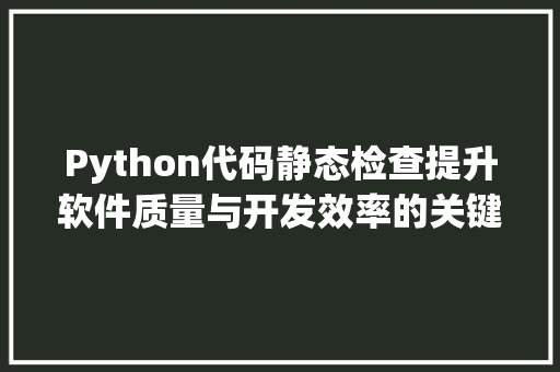 Python代码静态检查提升软件质量与开发效率的关键手段