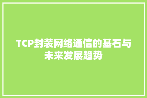 TCP封装网络通信的基石与未来发展趋势