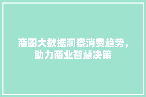 商圈大数据洞察消费趋势，助力商业智慧决策  第1张