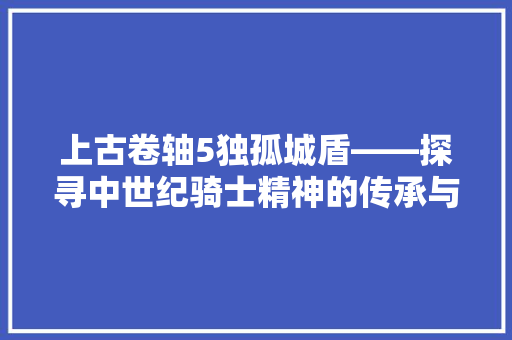 上古卷轴5独孤城盾——探寻中世纪骑士精神的传承与演变  第1张