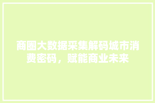 商圈大数据采集解码城市消费密码，赋能商业未来  第1张