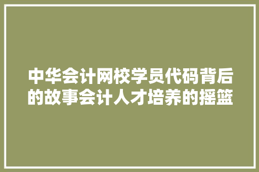 中华会计网校学员代码背后的故事会计人才培养的摇篮