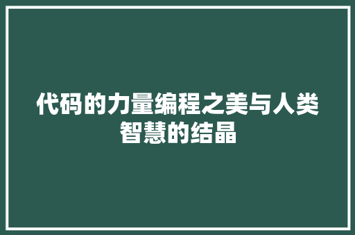 代码的力量编程之美与人类智慧的结晶