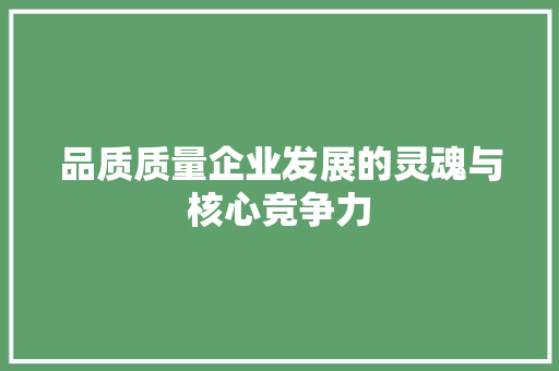 品质质量企业发展的灵魂与核心竞争力