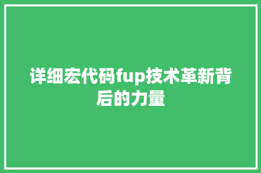 详细宏代码fup技术革新背后的力量