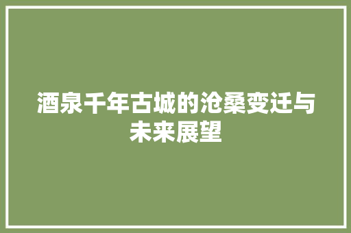 酒泉千年古城的沧桑变迁与未来展望