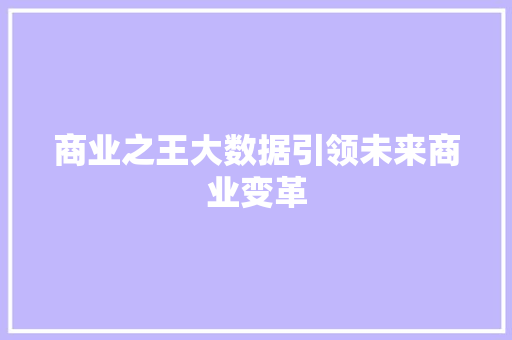 商业之王大数据引领未来商业变革