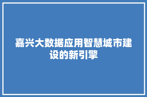 嘉兴大数据应用智慧城市建设的新引擎  第1张