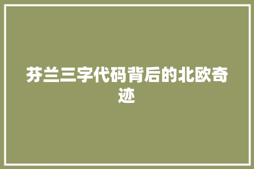 芬兰三字代码背后的北欧奇迹  第1张