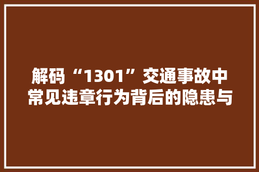解码“1301”交通事故中常见违章行为背后的隐患与防范  第1张